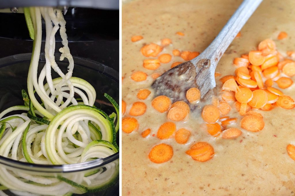 Peanut zoodles with pomegranate jewels - vegan, low carb & gluten-free