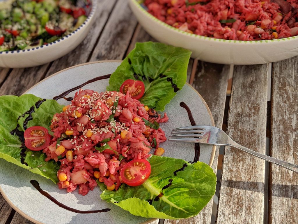 Cannellini Beetroot Rice Salad - vegan & gluten-free